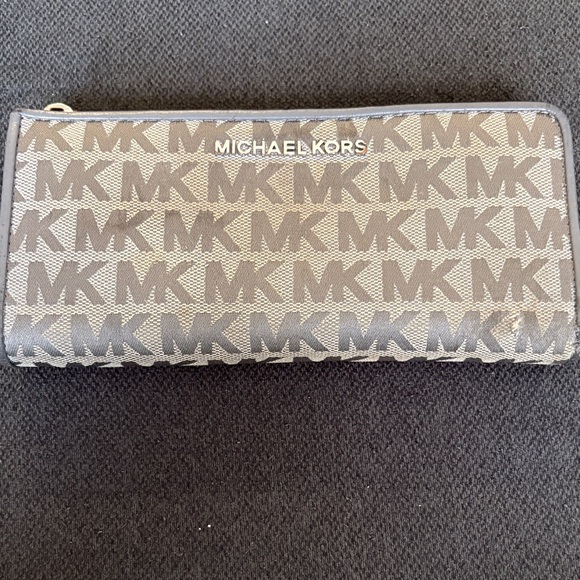 Michael Kors Handbags - Michael Kors Gray and Brown Logo Wallet- good condition,